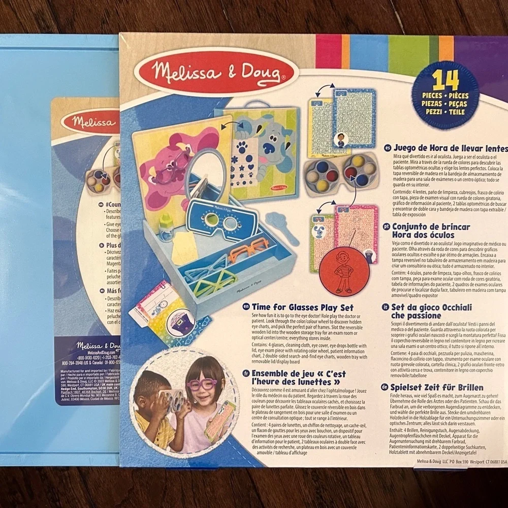 Melissa & Doug Blue’s Clues Time for Glasses Play Set Wooden 14pc NIB